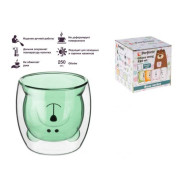 Стакан стеклянный с двойными стенками. 250 мл. зеленый. серия Bear  ...PERFECTO LINEA 30-125003