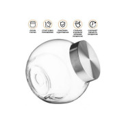 Банка для сыпучих продуктов стеклянная с крышкой из нержавеющей стали 1500 мл, серия Wella  ...PERFECTO LINEA 34-150015