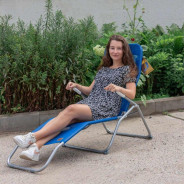 Шезлонг складной (670х1250мм, макс. нагрузка 150кг,сталь, полиэстер, синий)  ...KINGTUL KT-LCF12