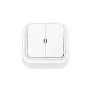 Выключатель белый двухклавишный со световой индикацией открытой установки, 10А, Пралеска  ...BYLECTRICA А5 10-215