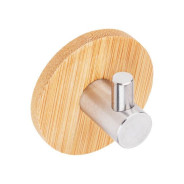 Крючок самоклеящийся VIRGO, нержавеющая сталь/бамбук, карт.уп.,  ...PERFECTO LINEA 35-011000