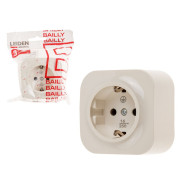 Розетка 1-ая (открытая, с/з) бежевая, Bailly  LEIDEN ELECTRIC 8760908060248