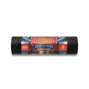Мешки для мусора с завязками, 200 л, 5 шт, "БРОНЯ", черные (55 мкм, 100x115 см)  ...РОМАШКА ЗВБ-200/5/10/Ч