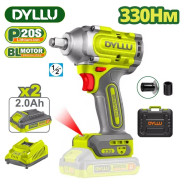 Гайковерт , 20В, 2АКБ 2,0 А/ч, 1/2'', 2300 об.мин, 330 Нм,  DYLLU DTCD1B33
