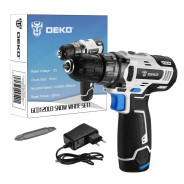 Дрель-шуруповерт аккумуляторная, 12В, 1АКБ 1,5 А/ч,  DEKO GCD12DU3 SNOW WHITE SET1...Deko 063-4170