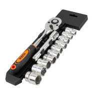 Набор головок с трещоткой и удлинителем 12пр.1/2''(6гр)(8,10,12-15,17,19,21,24мм),в пласт. держателе...ISMA ISMA-4123