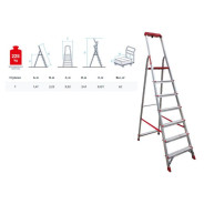 Лестница-стремянка алюм. проф. 147см, 7 ступ., 6.1кг, NV300 (с лотком-органайзером, макс. нагрузка 2...Новая Высота 3115107