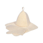 Набор для бани из 3-х предметов Шапка, коврик, рукавица, белый  ...HOT POT 41218