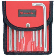 Набор ключей имбусовых TORX-TORX Tampered, 9 шт., T10-T50, CrV, короткие, сатин., чехол  ...Matrix 12312