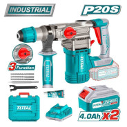 Перфоратор аккумуляторный, 20В, 2АКБ 4,0 А/ч, 4400 уд/мин, 4.5 Дж,  TRHLI202882...TOTAL 