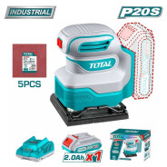 Виброшлифмашина аккумуляторная, 20В, 1АКБ 2,0 А/ч, 110x100мм, 12000 об.мин,   ...TOTAL TSHSLI20141