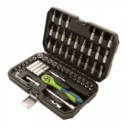 Набор инструментов, 1/4", CrV, пластиковый кейс 56 предм.  ...Сибртех 13525