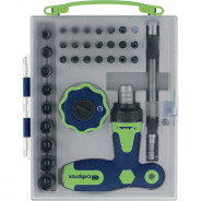 Отвертка Т-образная и трещотка, реверсивные, с набором бит, торцевых головок,34 предм.,CrV  ...Сибртех 13383