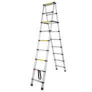 Лестница телескоп. двухсекционная (0.7-2.6+2.6м, 8+8 ступенек, до 150кг, вес 12.6кг)  FK-...FORCEKRAFT BL-TA260