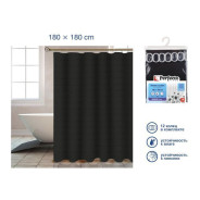 Шторка для ванной  (12 колец в комплекте), 180x180 см, Harmony, жемчужно-чёрный (Материал: полиэстер...PERFECTO LINEA 36-118112