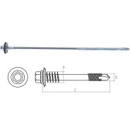 Саморез для сэндвич-панелей 6.3/5.5х185 mm цинк, шайба с прокладкой (70 шт)  ...STARFIX SMC5-38995-70
