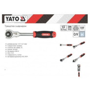 Ключ трещоточный для головок с шарниром 1/2" T72 CrV  YATO YT-07202