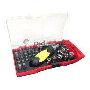 Отвертка с набором бит,головок и адаптеров 1/4" 35пр. PH, PZ, TORX  ...KINGTUL KT35