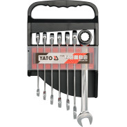 Ключи рожково-накидные с трещоткой (набор 7пр.) CrV  YATO YT-0208