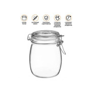 Банка для сыпучих продуктов стеклянная WECKER  750 мл (Банка с бугельным замком 750 мл)  ...PERFECTO LINEA 34-750111