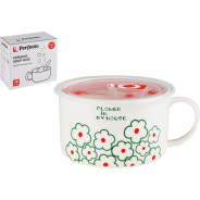 Кружка для супа с крышкой с паровыпуском, 850 мл, керамическая, FLORALS-1  ...PERFECTO LINEA 17-902166
