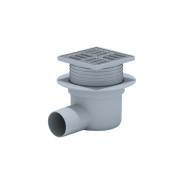 Сливной трап горизонтальный пластиковый D 50, TA5602 решетка нерж. 100х100 mm, серый  ...РосТурПласт 11407