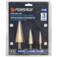Набор сверл ступенчатых 4-12, 4-20, 4-32 мм,  Forsage F-44730B