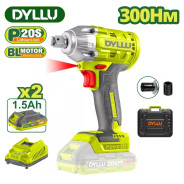 Гайковерт 1/2'', 20В, 2АКБ 1,5 А/ч,2300 об.мин,300Нм,   DYLLU DTCD1512