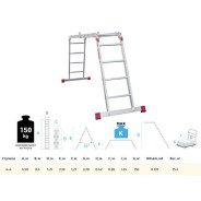Лестница алюм. многофункц. трансформер 4х4 ступ., шир. 400 mm, 15.3кг NV3320 (до 150 кг)  ...Новая Высота 3320404