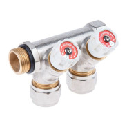 Коллектор с отсекающими вентилями, 3/4"х2 вых. (16х2.0)  AV Engineering AVE1132002