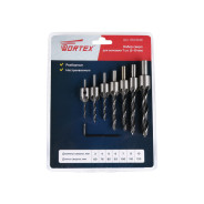 Набор сверл для зенковки 7 шт. (3-10 мм.) (сверла с зенкером (3,4,5,6,7,8,10 мм.))  ...WORTEX 323048