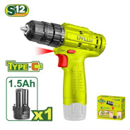 Дрель-шуруповерт аккумуляторная, 12В, 1 АКБ 1,5 А/ч, 750 об.мин,   ...DYLLU DTCDS510