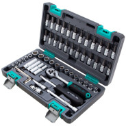 Набор инструментов, 1/4", CrV, пластиковый кейс 57 предметов  ...Stels 14101