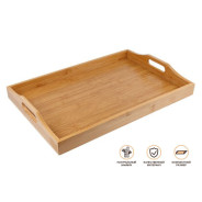 Поднос бамбуковый с ручками, прямоугольный, BAMBOO (Размер: 46х31х6 см)  ...PERFECTO LINEA 38-463106