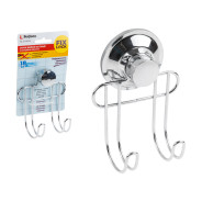 Крючок двойной настенный на вакуумной присоске, хром. сталь, FIX LOCK  ...PERFECTO LINEA 35-385240