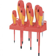 Набор отверток диэлектрических до 1000 В, тестер, CrMo, двухкомпонентные рукоятки, 8 предм.  ...Gross 12950