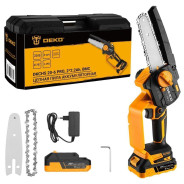 Пила цепная аккумуляторная,   20В, 2АКБ 2,2 А/ч, 4'' / 6'', 1/4'',  DEKO DKCHS 20-6 PRO ...Deko 083-2012