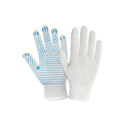 Перчатки х/б с ПВХ "Точка", 7,5класс, белые,  РФ 2043
