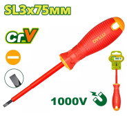 Отвертка шлицевая SL3x75мм диэлектрическая  DYLLU DTSD7233