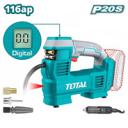 Компрессор автомобильный аккумуляторный, 20В, БЕЗ АКБ,   ...TOTAL TACLI2012