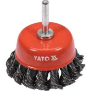 Щётка-крацовка чашечная крученная 75мм со стержнем INOX  YATO YT-47518