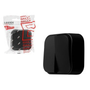 Выключатель 2 клав. (открытый, 10А) черный, Bailly,  LEIDEN ELECTRIC 806012