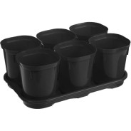 Набор горшков для выращивания рассады с поддоном, 6 шт х 400 мл, Smart Solution, оникс  ...FISKARS ING6035ЧР