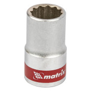 Головка торцевая, 14 mm, 12-гранная, CrV, под квадрат 1/2", хромированная  ...Matrix 13688