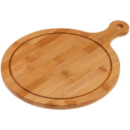 Поднос бамбуковый с ручкой, круглый, 34х25.5 см, BAMBOO  PERFECTO LINEA 38-342550