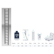 Лестница алюминиевая односекционная 316см, 12 ступеней, 5.2кг  ...STARTUL ST9945-12