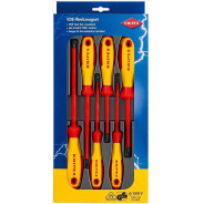 Набор отвёрток VDE 1000V, 6 шт., комплектация: SL3/4/5.5/6.5 шлиц., (98 20 30/40/55/65), PH1/2 крест...KNIPEX 002012V01