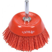 Щётка-крацовка чашечная 75мм со стержнем (нейлон)  YATO YT-47782