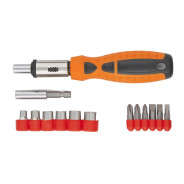 Отвертка реверсивная, биты, головки торцевые, 14шт.,  Sparta 115565