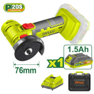 Углошлифмашина мини аккумуляторная, 20В, 1АКБ 1,5 А/ч, диск 76x10 мм,   ...DYLLU DTLAP571